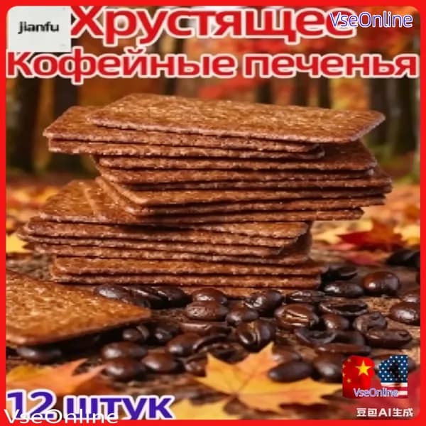 Китайские снеки со вкусом кофейного печенья, 12 штук в удобной упаковке
