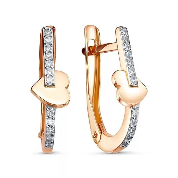 Серьги женские с фианитами из красного золота 375 пробы 585GOLD