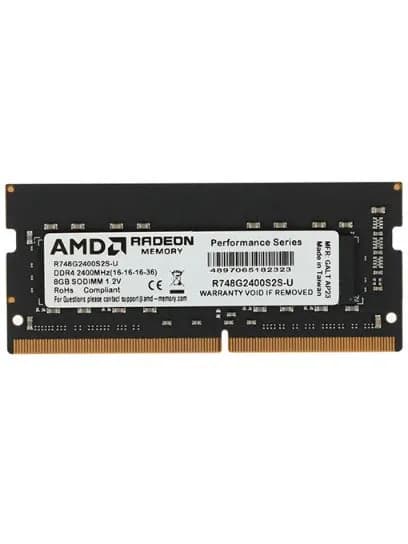 AMD Оперативная память SODIMM AMD Radeon R748G2400S2S DDR4, 2400 МГц, 1 x 8 ГБ (R748G2400S2S)