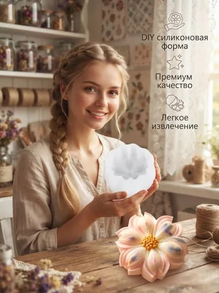 Силиконовая форма ручной работы в виде цветка (пищевой силикон)