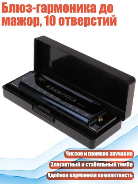 Блюз-гармоника до мажор, 10 отверстий, Черный