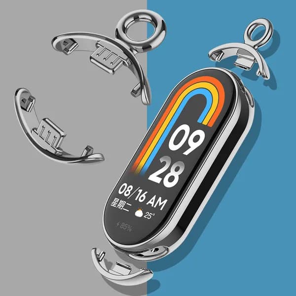 Металлические соединители для ремешка Xiaomi Mi Band 8, серебристые, комплект из 2 штук
