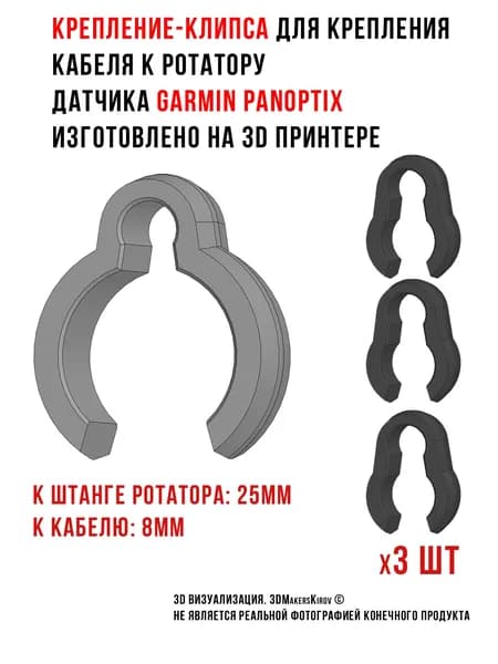 25-8 Крепление клипса для кабеля к ротатору датчика Garmin Panoptix