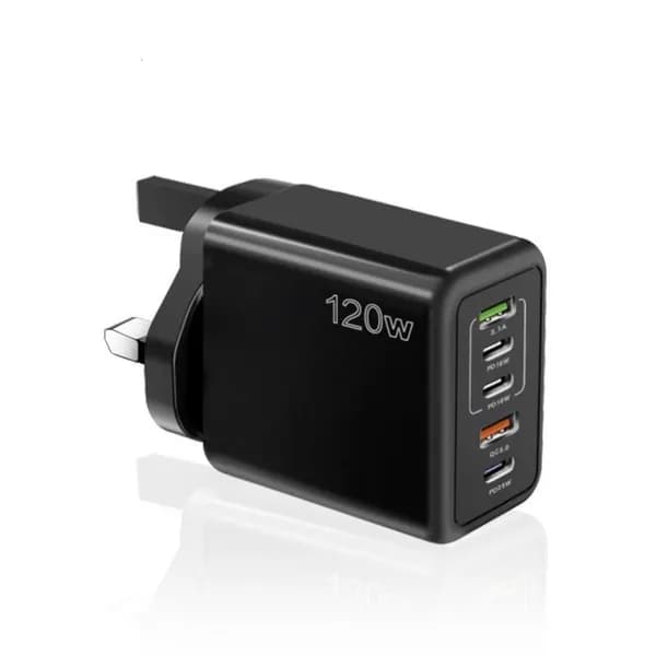 120W Быстрое зарядное устройство USB-C PD 3.0, Черный - UK