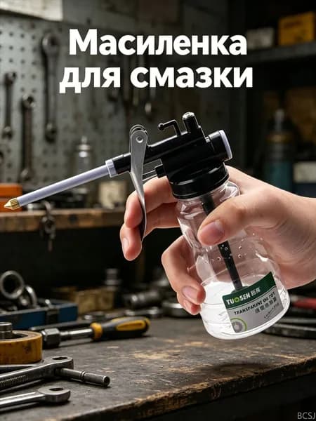 Прозрачная ручная масленка с гибким шлангом для подачи технических смазочных материалов