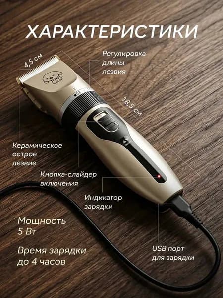 Машинка, триммер для стрижки домашних животных, собак, кошек