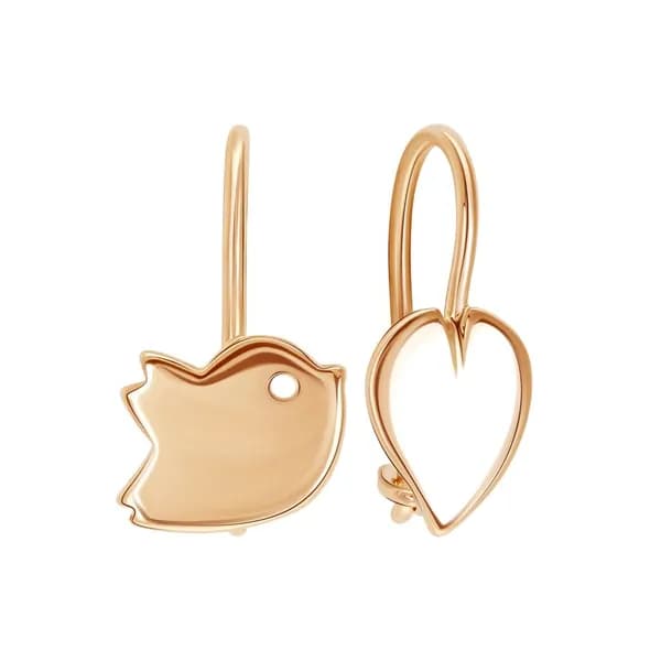 Серьги Птица детские из красного золота 375 пробы 585GOLD