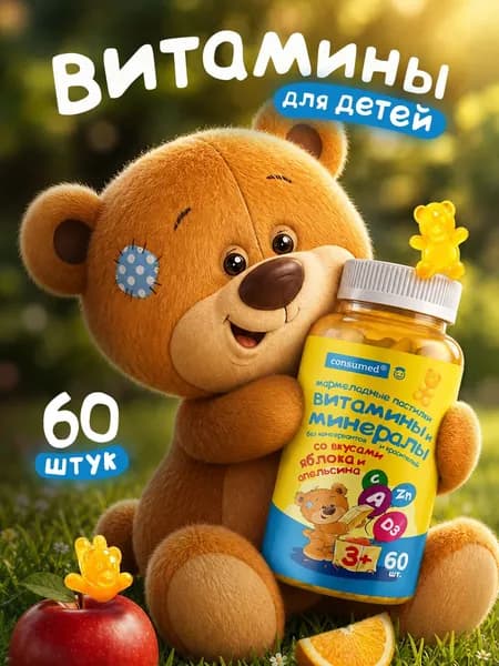 Мультивитамины для детей, витамины для детей, Consumed, 60 жевательных пастилок