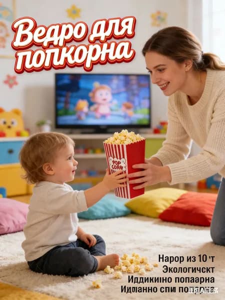сервировочная посуда, ведро для попкорна бумажное, 10 штук, для вечеринки, просмотра фильмов и праздничного стола