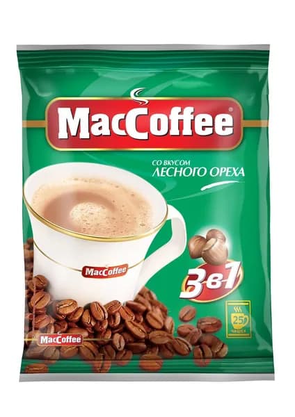 Кофейный напиток MacCoffee, 3 в 1, со вкусом лесного ореха, 25шт