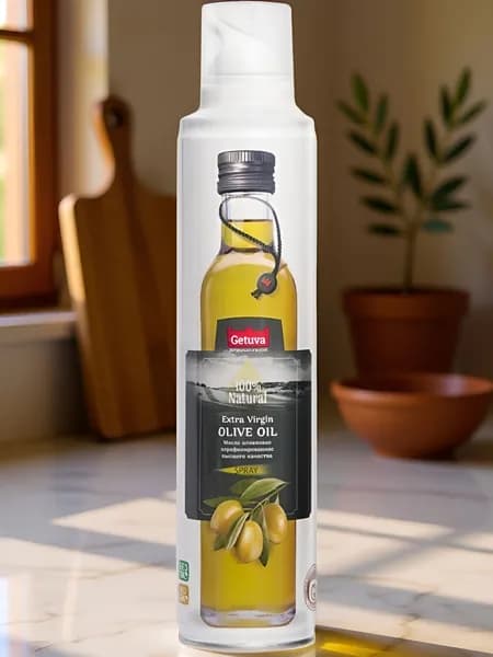 Масло спрей GETUVA оливковое, нерафинированное высшего качества Extra Virgin Olive oil в аэрозольном баллоне 250 мл.