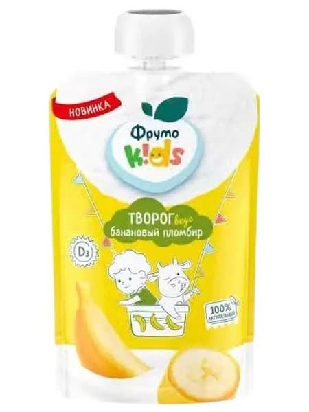 Творог мягкий ФрутоKids банановый пломбир 4,2% БЗМЖ 90 г