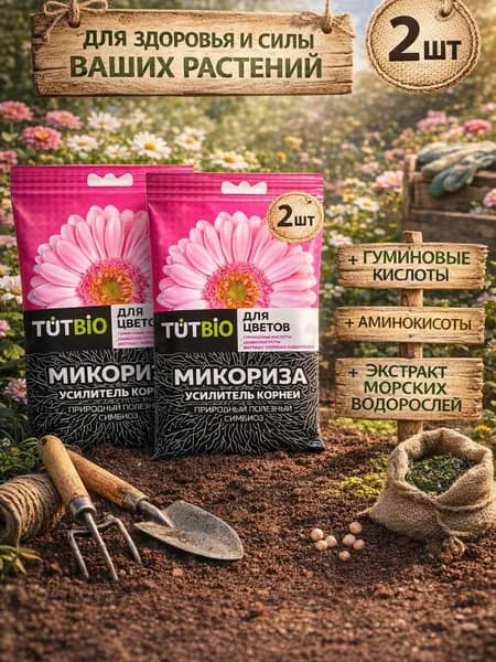 Микориза для цветов и комнатных растений, укрепление корней, 2 шт