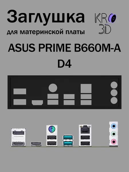 Заглушка для материнской платы ASUS PRIME B660M-A D4 черная