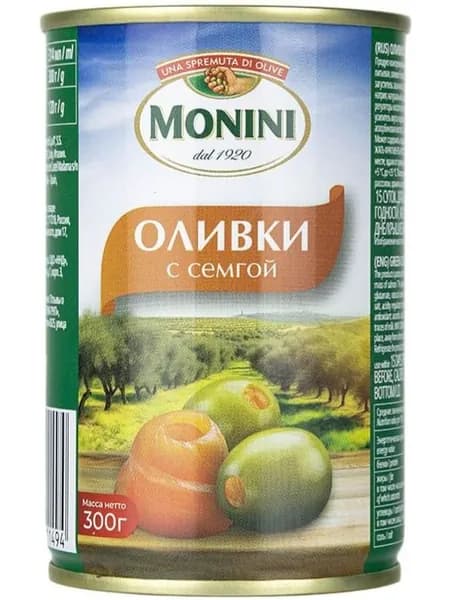 Оливки Monini с семгой, 300г