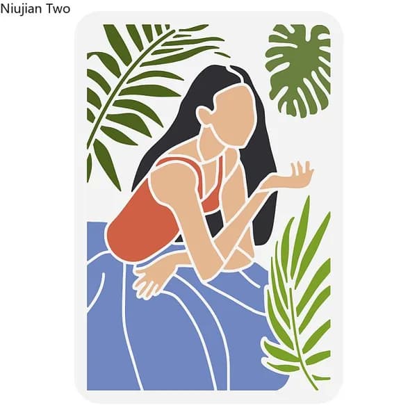 1 шт. Пластиковые трафареты для рисования, шаблоны для рисования на ткани для скрапбукинга, плитке, напольной мебели, дереве, прямоугольнике, женщине