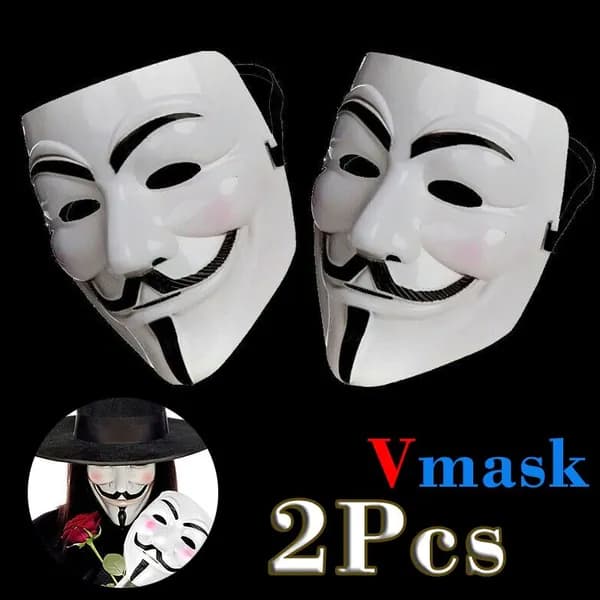 2шт Анонимный хакер V Хэллоуин Маска для лица