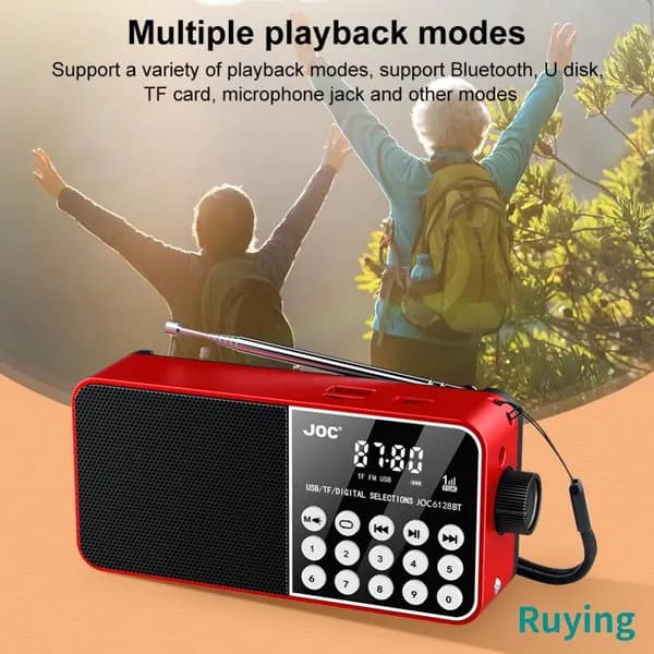 Магнитола FM-радио Светодиодный цифровой дисплей USB-накопитель Стерео MP3-плеер, 5 Вт, красный