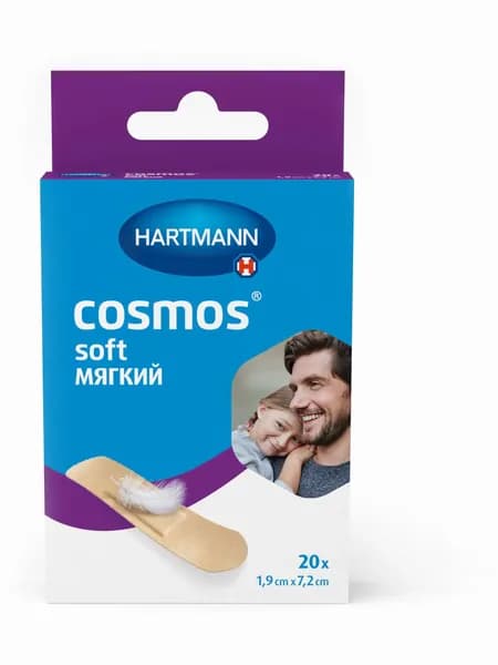 Пластырь Cosmos soft, мягкий, нестерильный, 1,9 см х 7,2 см, 20 шт.