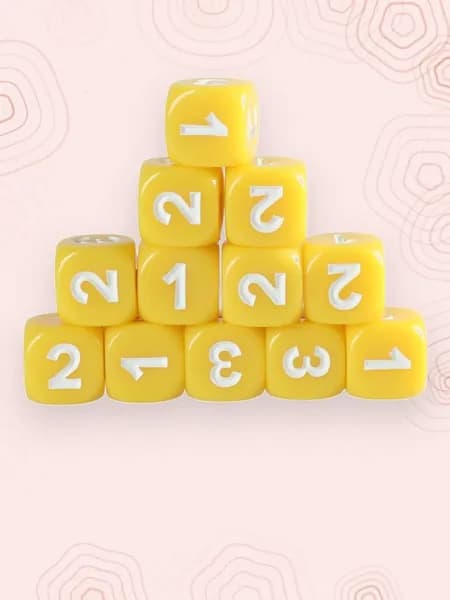 Набор из 12 игральных костей, 13 мм, Желтый