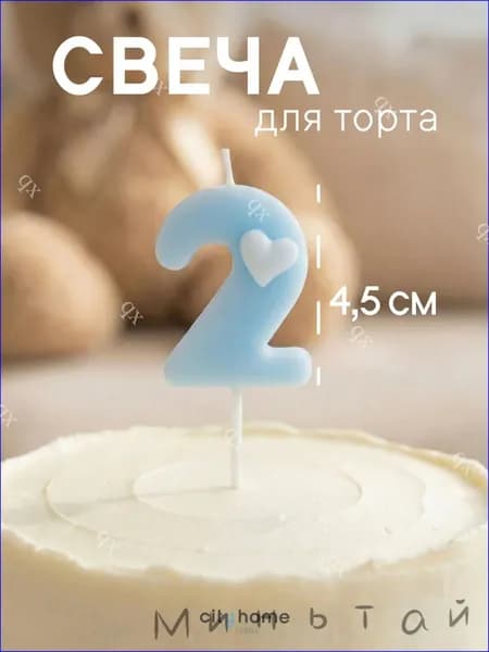 Cityhometrade Свечи для торта цифра 2 "2" 1 шт