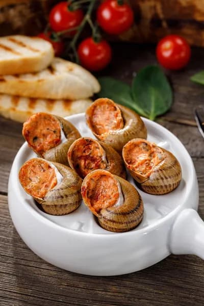 Эскарго (Улитки) с вялеными томатами и греческими оливами