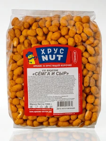 Арахис жареный соленый с хрустящей корочкой ХрусNUT в глазури к пиву со вкусом Сёмги и Сыра 1 кг
