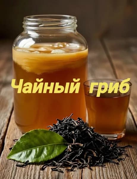 Чайный гриб живой, диаметр 12 см. +Подарок.
