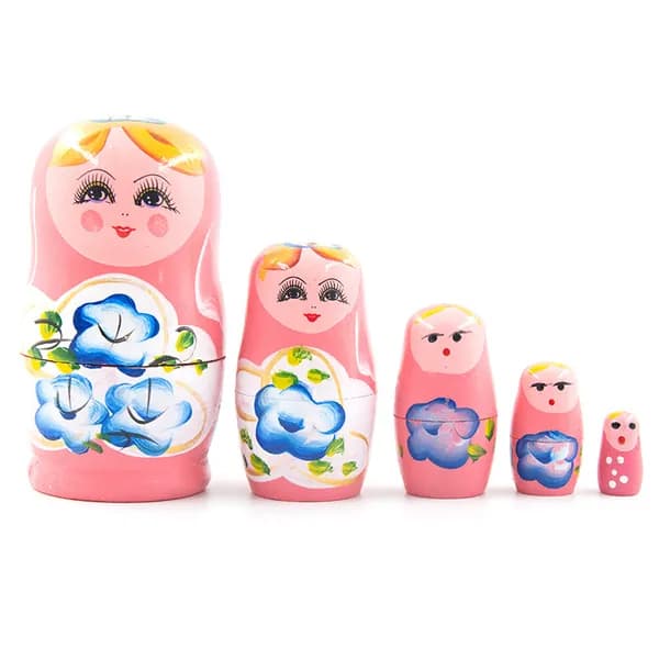 Матрешка русская 5 шт. ручная роспись деревянная игрушка