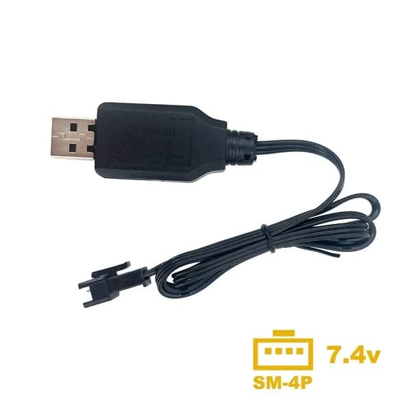 Зарядный USB кабель 4-pin 7.4 вольт для аккумуляторов машинок на пульте