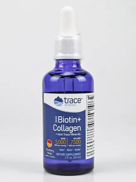 Trace Minerals, Biotin+Collagen,Биологически активная добавка биотина и коллагена к пище
