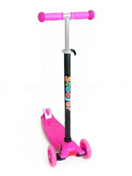 Самокат детский 3-х колесный ScooTer РОЗОВЫЙ, светящиеся колёса 120 мм / 80 мм, вес до 40 кг, регулируемая по высоте рулевая стойка (54-84 см) арт. U000006Y
