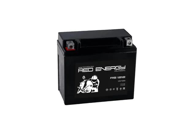 Аккумуляторная батарея для мототехники, стартерный, (RED ENERGY) RS 1212 напряжение 12В, емкость 10Ач, клемма Болт + гайка 6 мм (RS 1212)