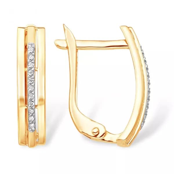 Золотые серьги 585, женские, с фианитом