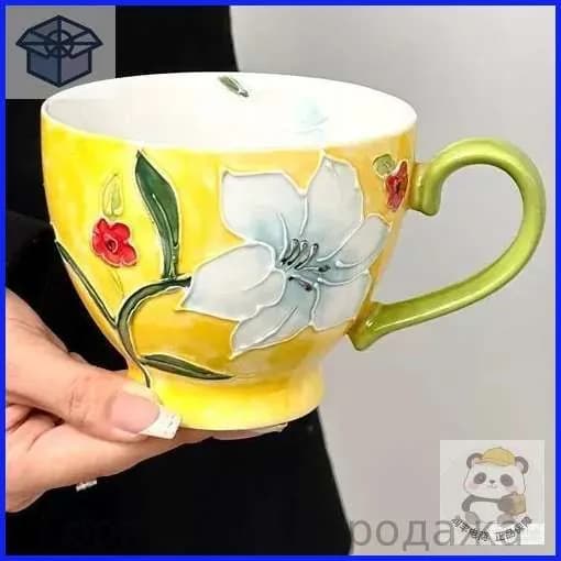 Чашка чайная фарфоровая, кружка, ручная роспись, барановка, ссср