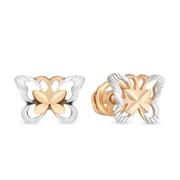 Серьги Бабочка женские из красного золота 375 пробы 585GOLD