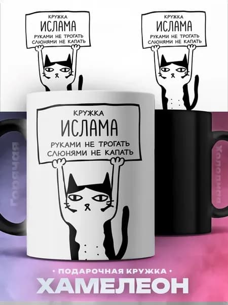 Мужская кружка хамелеон Ислам руками не трогать
