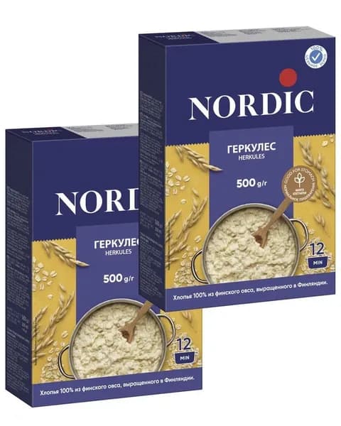 Nordic Геркулес овсяные хлопья, 500г х 2шт