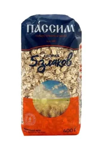 Хлопья Пассим 5 злаков зерновые, 400г
