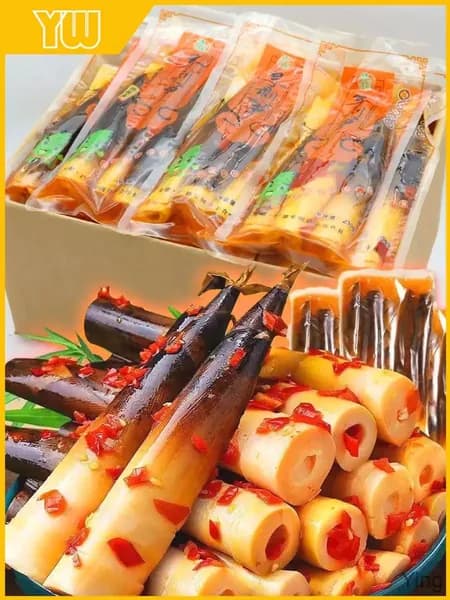 Маринованные побеги спаржи и бамбука с качественным чесноком