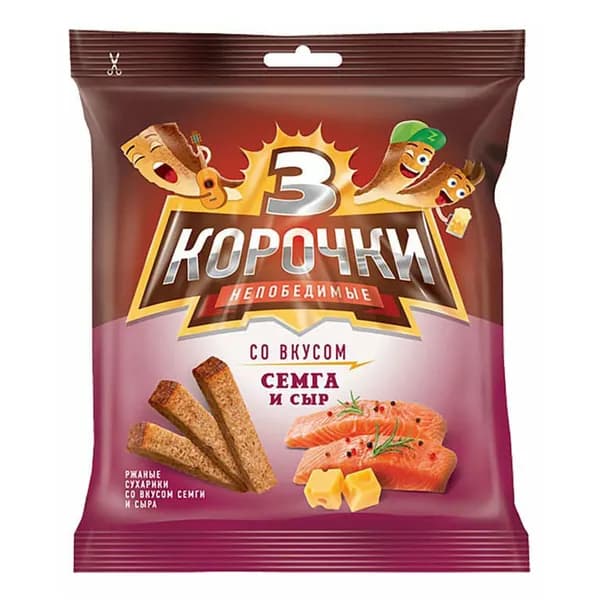Сухарики ржаные 3 Корочки сыр с семгой 40 г