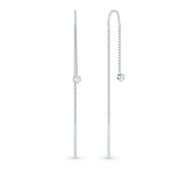Серьги протяжки женские с фианитами серебро 925 пробы, длинные 585GOLD