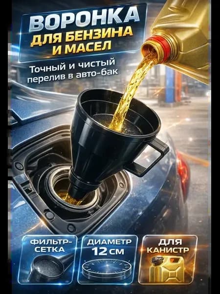 Воронка для бензина с сеточкой с широкой горловиной