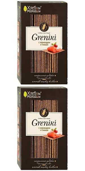 Хлебцы-молодцы Хлебцы Greniki с кориандром и тмином, 150 гр, 2 шт/