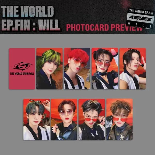 ATEEZ Карточки THE WORLD FIN WILL Коллекционная карточка Фотокарточки 5.4*8.6cm 8 шт