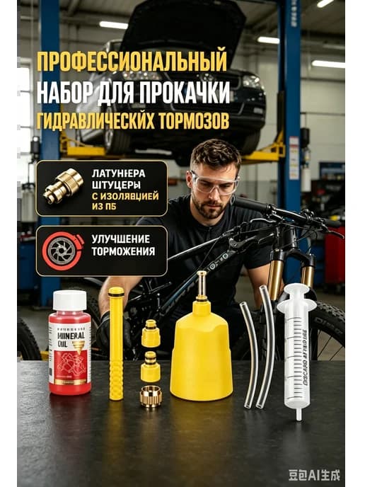 Прокачка тормозов мини набор с гидравлическим маслом