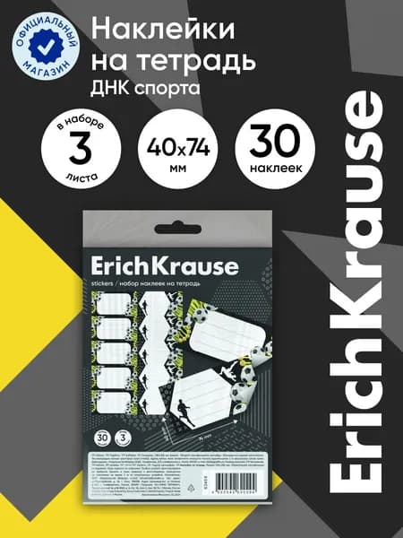Наклейки на тетрадь ErichKrause Sport DNA, 3 листа, в пакете с европодвесом