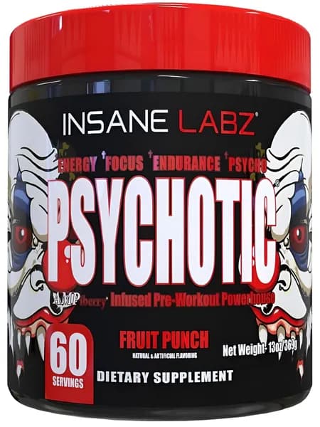Insane Labz / PSYCHOTIC Fruit Punch 60 порций / Предтренировочный комплекс Инсайн США