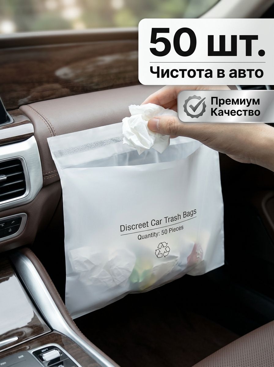 50шт Одноразовый самоклеящийся автомобильный мусорный мешок для мусора
