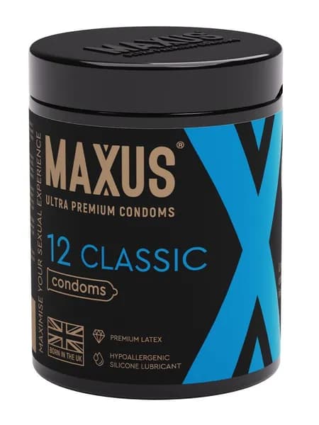 Презервативы в пластиковом контейнере классические MAXUS Classic X-Edition - 1 уп (12 шт)